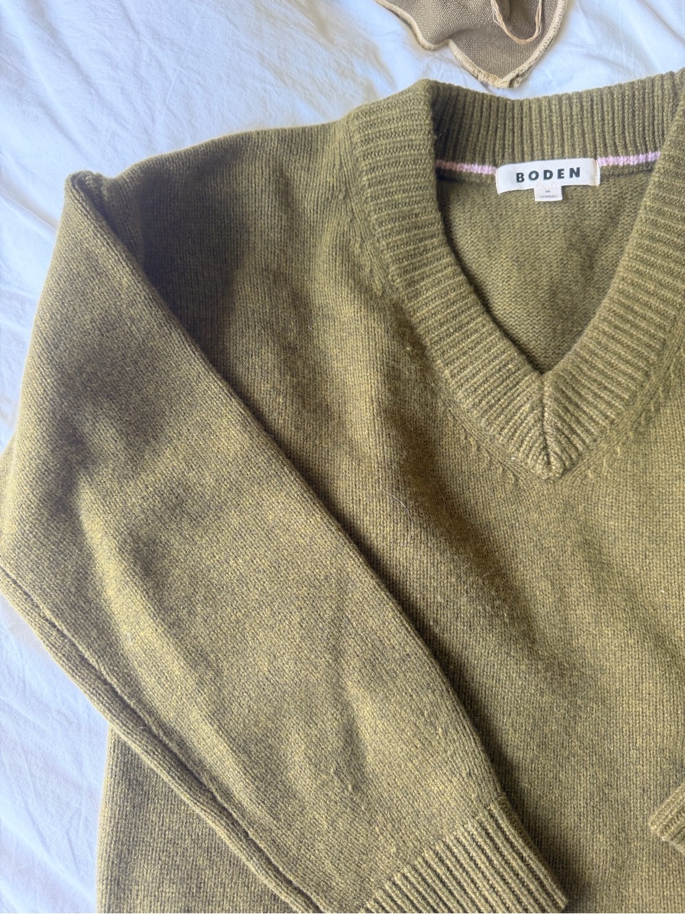 Boden Olive Green V-Neck Sweater